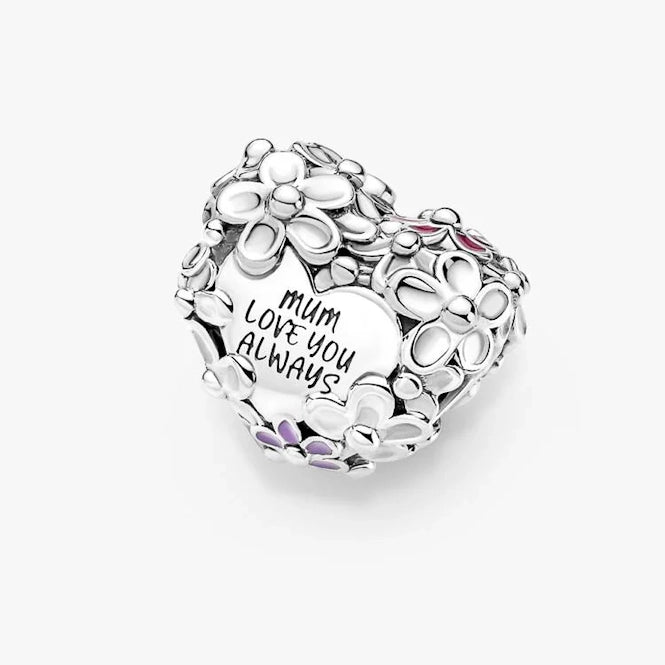 Pandora Mum Daisy Heart Charms