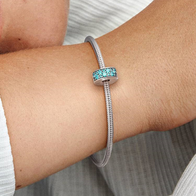 Pandora Teal Pave Clip Charms