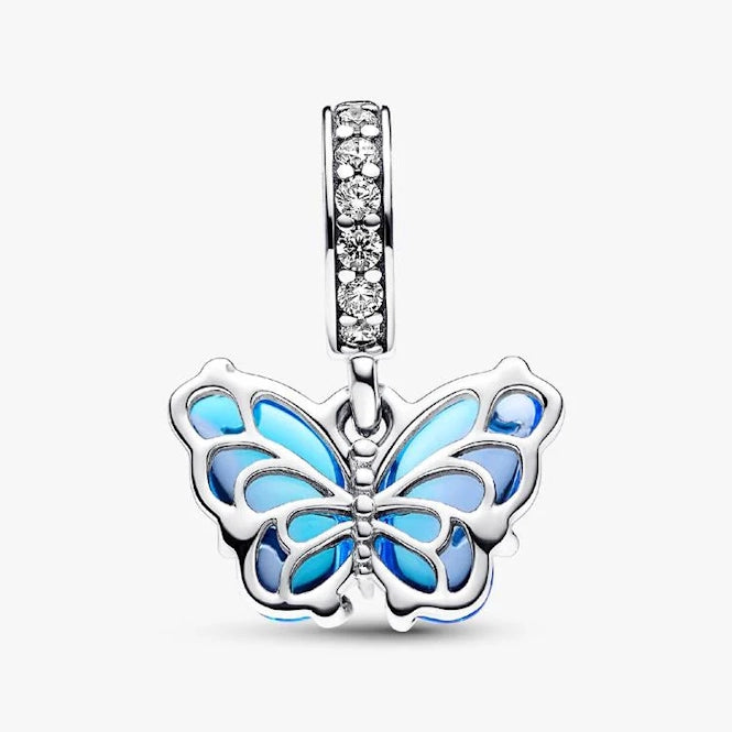Blue Murano Glass Butterfly Dangle Charms