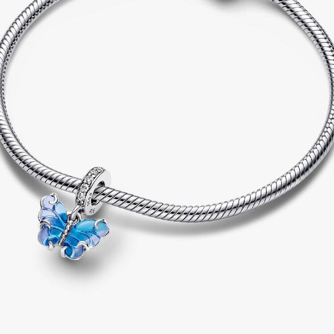 Pandora Blue Murano Glass Butterfly Dangle Charms
