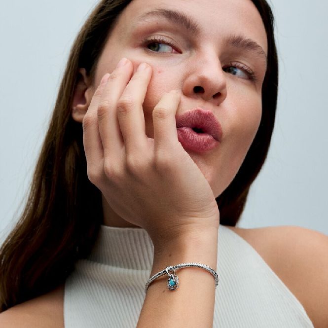 December Birthstone Eternity Circle Dangle Charms