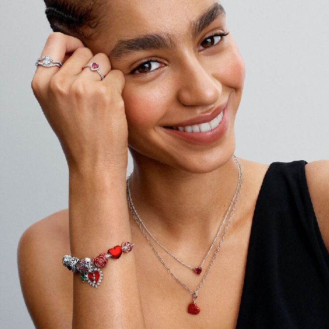 Pandora Sparkling Rose in Bloom Charms