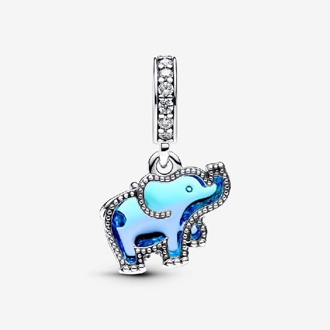 Pandora Blue Murano Glass Elephant Dangle Charms