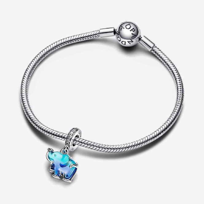 Pandora Blue Murano Glass Elephant Dangle Charms