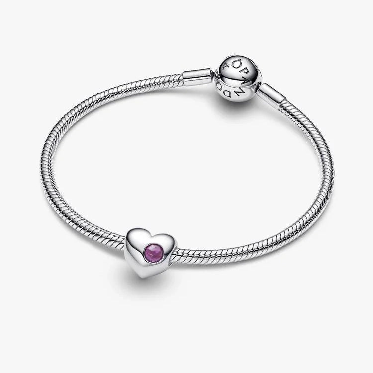 Pandora Engravable February Birthstone Heart Charms