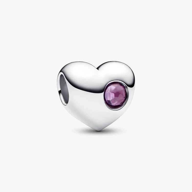 Pandora Engravable February Birthstone Heart Charms