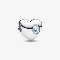 Engravable March Birthstone Heart Charms