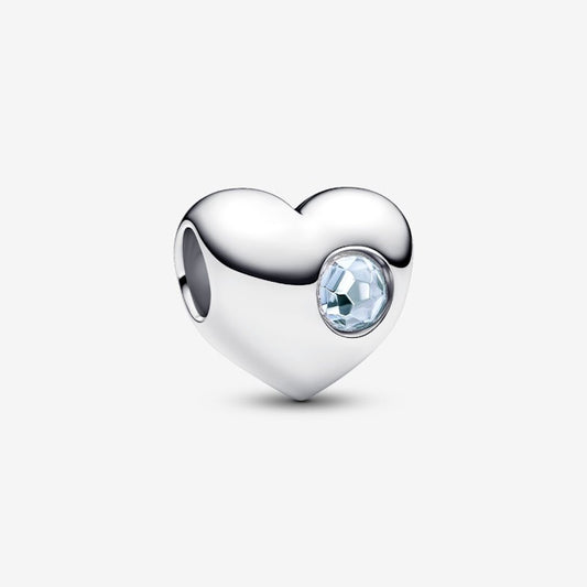 Engravable March Birthstone Heart Charms