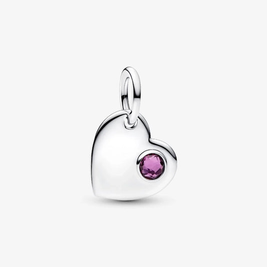 February Birthstone Engravable Heart Dangle Charm
