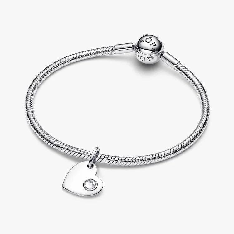April Birthstone Engravable Heart Dangle Charms
