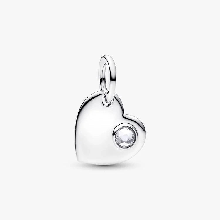 Pandora April Birthstone Engravable Heart Dangle Charms