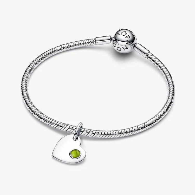 August Birthstone Engravable Heart Dangle Charms