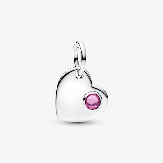 October Birthstone Engravable Heart Dangle Charm