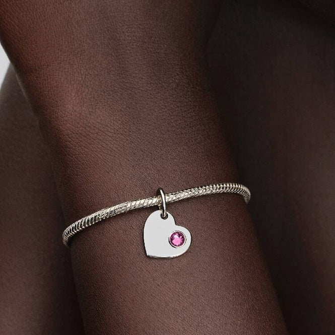 October Birthstone Engravable Heart Dangle Charms