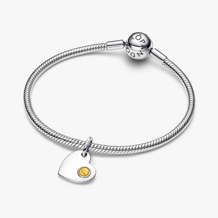 Pandora November Birthstone Engravable Heart Dangle Charms