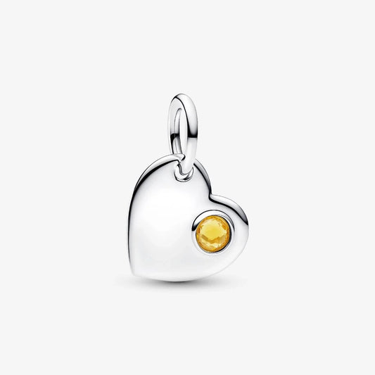 November Birthstone Engravable Heart Dangle Charm