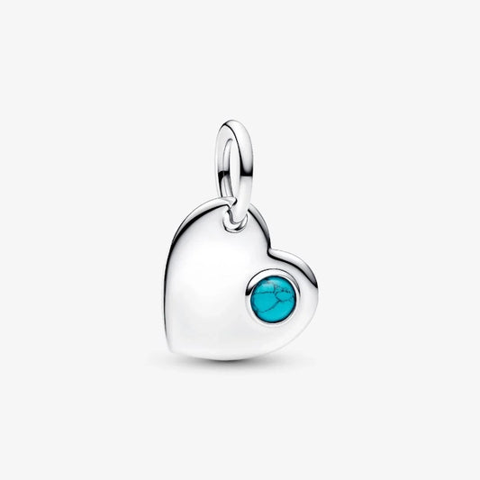 December Birthstone Engravable Heart Dangle Charm