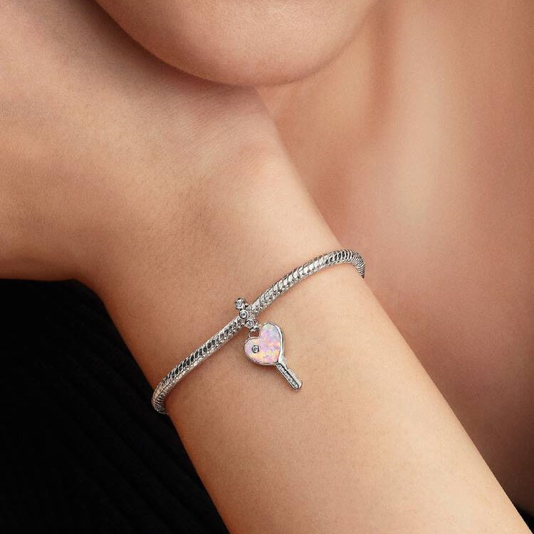 Opalescent Heart Key Dangle Charms