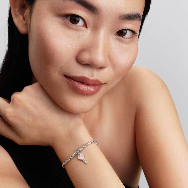 Opalescent Heart Key Dangle Charms