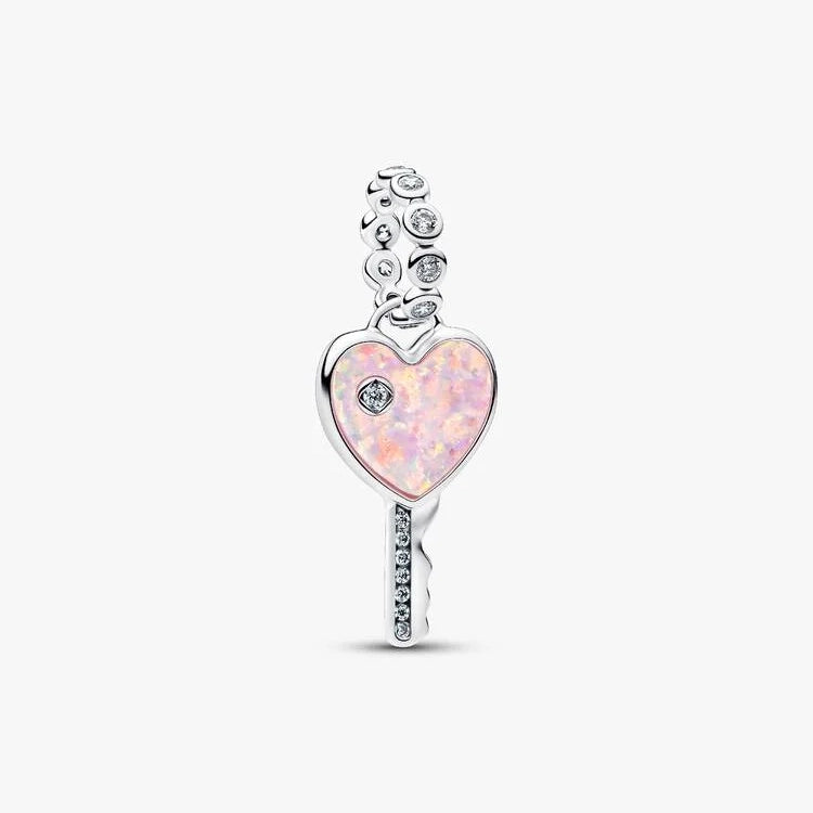 Opalescent Heart Key Dangle Charms