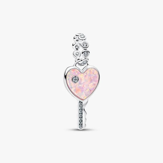 Opalescent Heart Key Dangle Charms