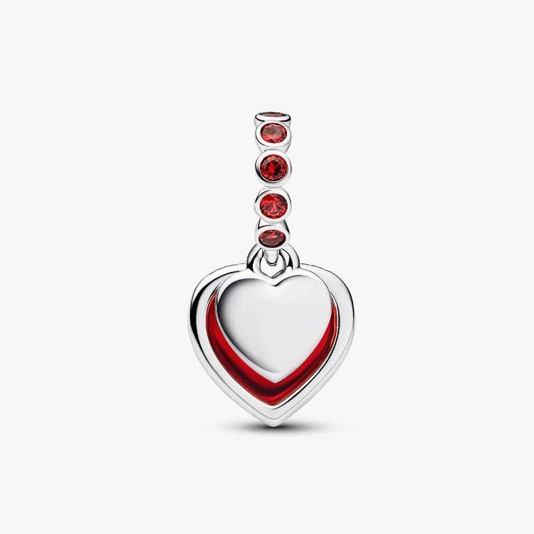 Red Murano Glass Heart Double Dangle Charms