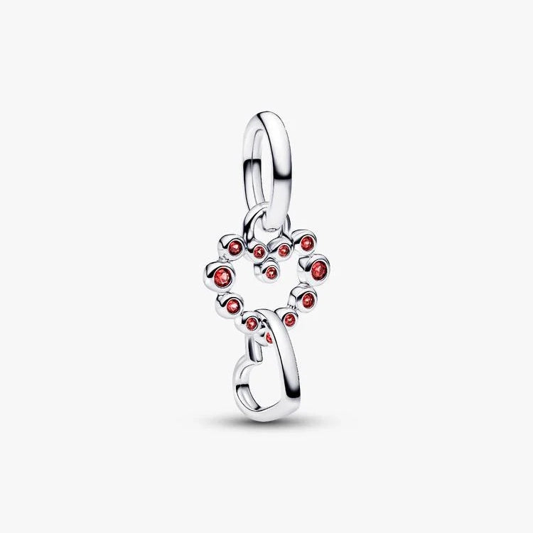 Pandora Connected Hearts & Red Stones Dangle Charms