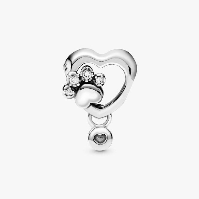 Sparkling Paw Print & Heart Charms