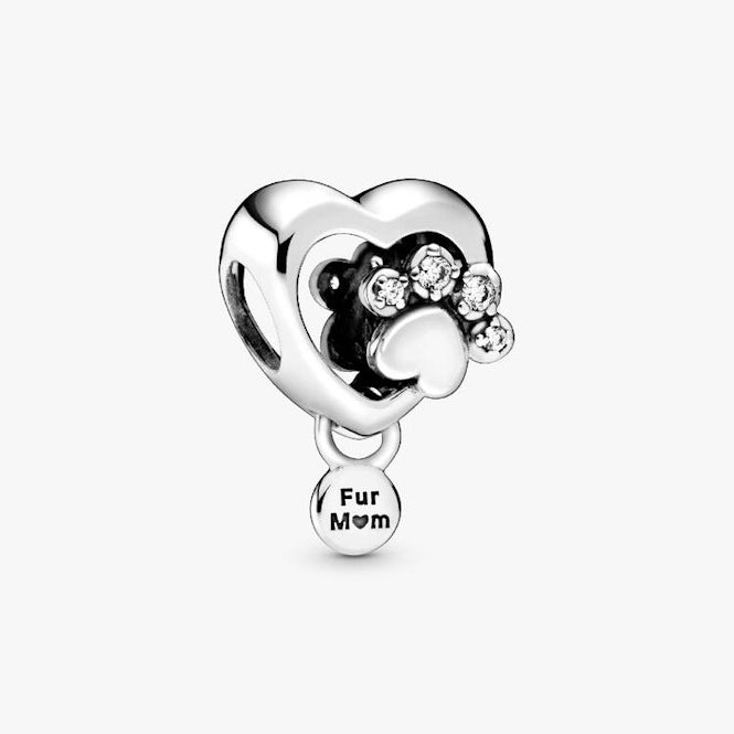 Pandora Sparkling Paw Print &amp; Heart Charm