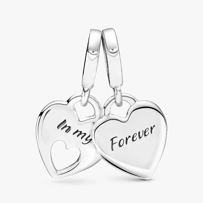 Mother & Daughter Double Heart Split Dangle Charms