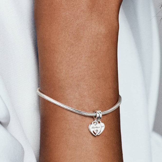 Mother & Daughter Double Heart Split Dangle Charms
