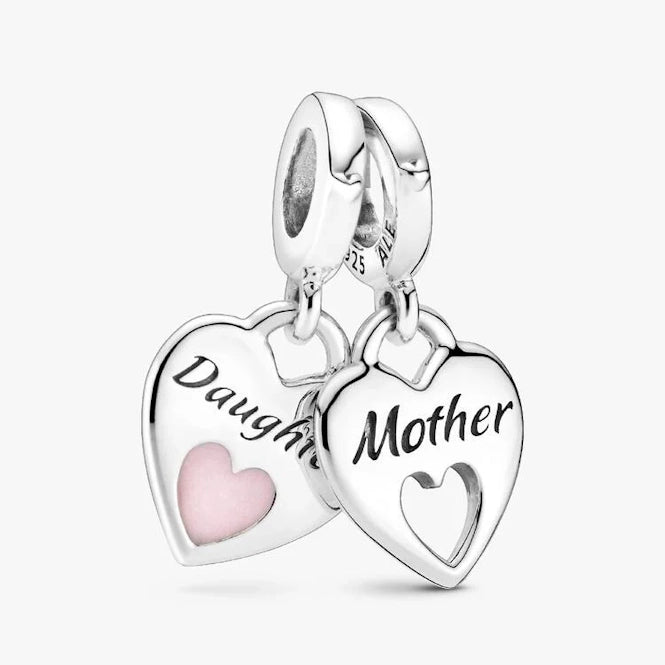 Pandora Mother & Daughter Double Heart Split Dangle Charms