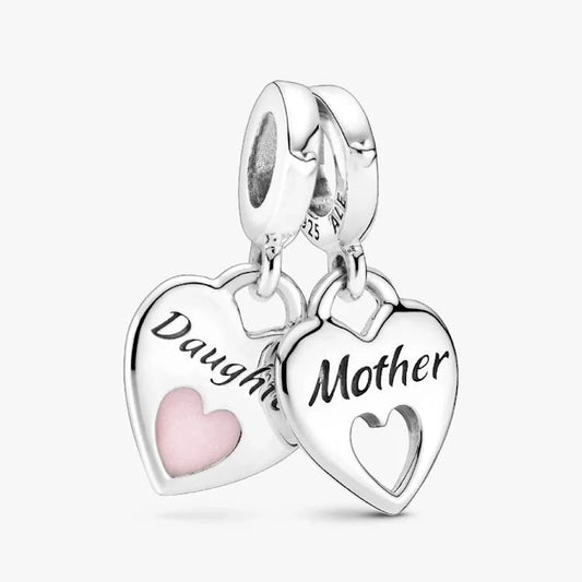 Pandora Mother & Daughter Double Heart Split Dangle Charms
