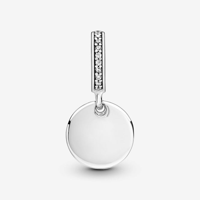 Pandora Engravable Silver Heart Disc Dangle Charms