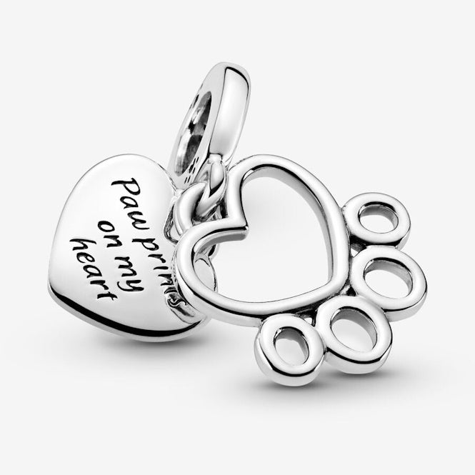Pandora Hearts & Paw Print Dangle Charms