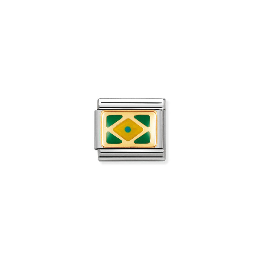 Nomination Classic Gold and Enamel Brazil Travel & Flag Charms