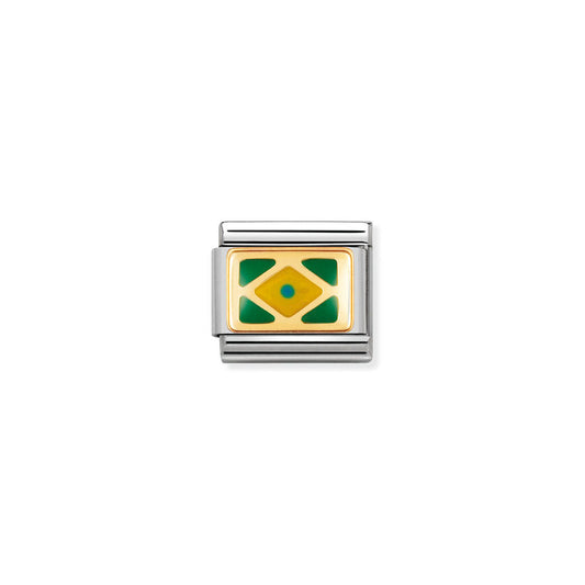Classic Gold and Enamel Brazil Travel & Flag Charms