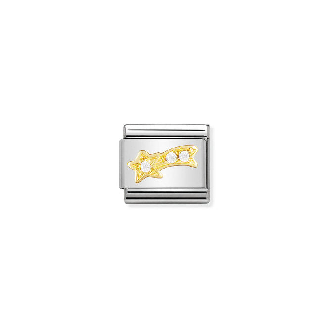 Classic Gold and CZ White Shooting Star Christmas Charms