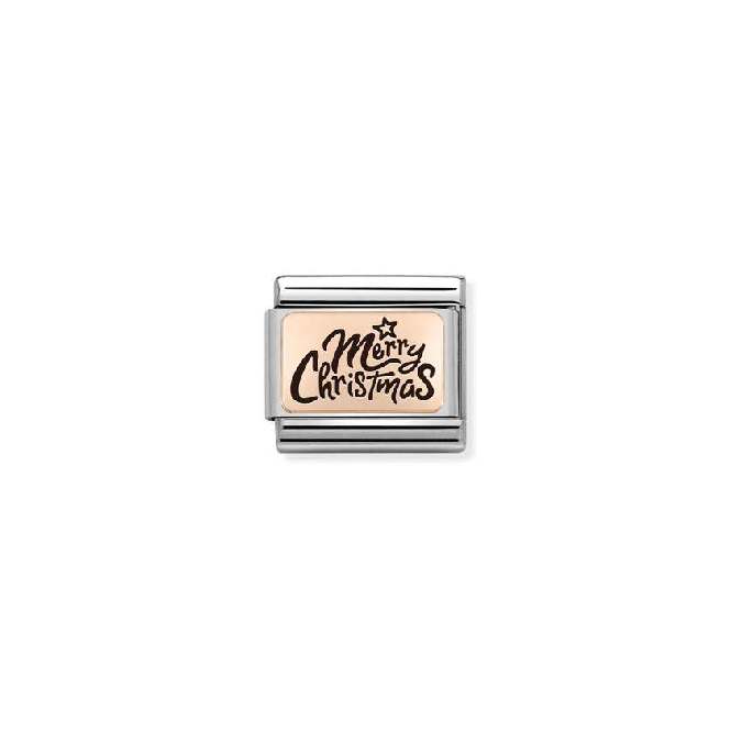 Classic Rose Gold Merry Christmas Italics Christmas Charms
