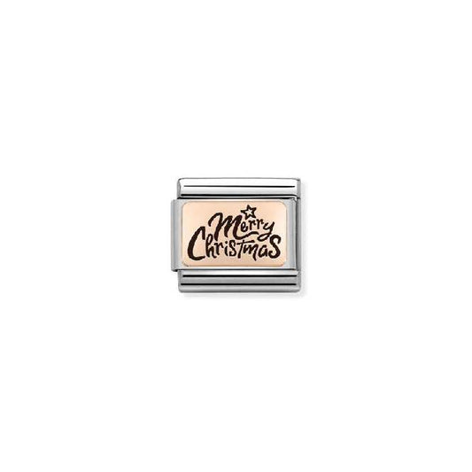 Classic Rose Gold Merry Christmas Italics Christmas Charms