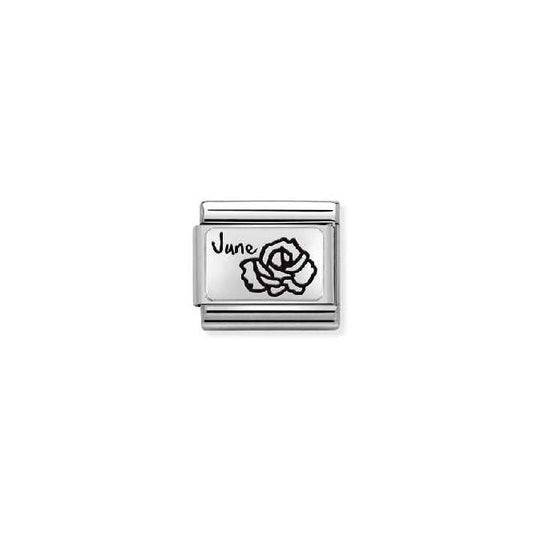 Classic Silver June Rose Flower Birthday & Birthstone Charms