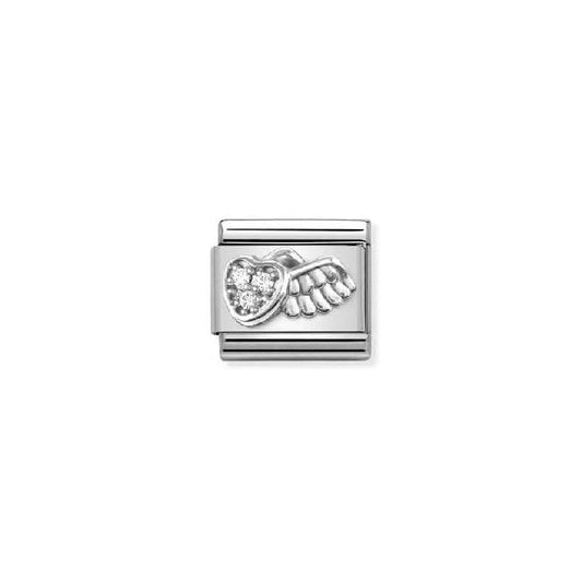 Classic Silver & CZ Winged Heart Profile Faith & Religion Charms