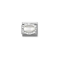 Classic Silver & Diamond Oval Moonstone Sparkly & Stones Charms