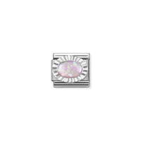 Classic Silver & Diamond Oval Pink Opal Sparkly & Stones Charms