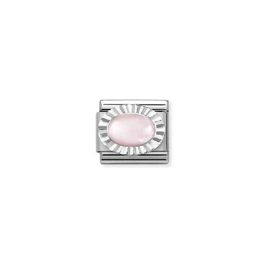 Classic Silver & Diamond Oval Pink Rose Quartz Sparkly & Stones Charms