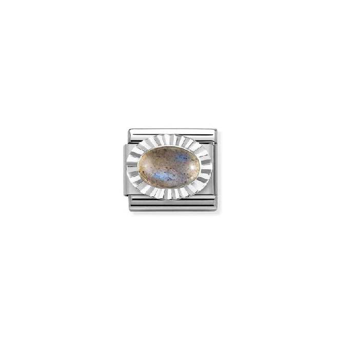 Classic Silver & Diamond Oval Labradorite Sparkly & Stones Charms