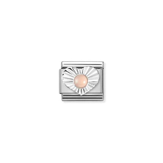 Classic Silver Pink Coral Diamond Heart Sparkly & Stones Charms