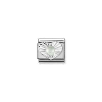 Classic Silver Milky Aquamarine Diamond Heart Sparkly & Stones Charms