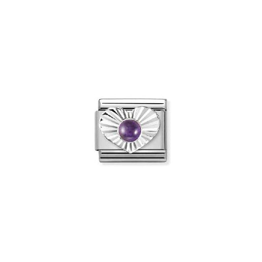Classic Silver Amethyst Diamond Heart Sparkly & Stones Charms
