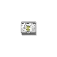 Classic Silver Peridot Diamond Heart Sparkly & Stones Charms